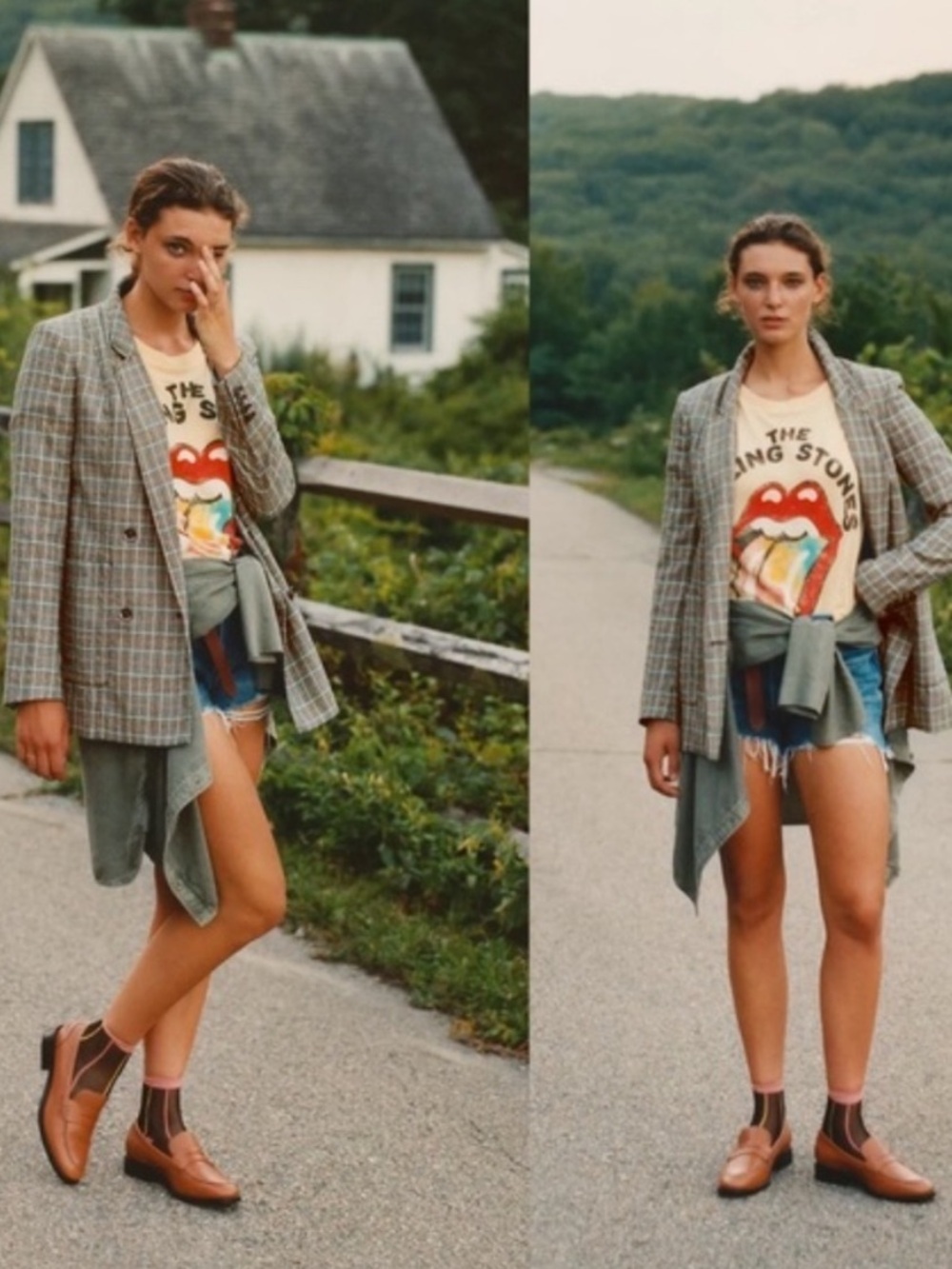 NWT Anthropologie Maeve Lilith Oversized Double Breasted Plaid Blazer Sz 0